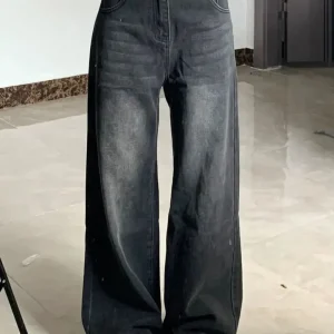 Slimming High-waisted Jeans For Women Pear-shaped Loose-fit Straight-leg Bell Bottoms Plus-size Female Denim Trousers