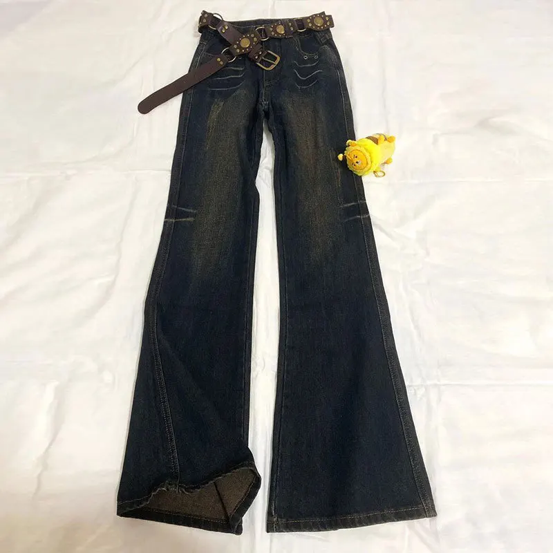 American High Street Low Waist Flared Jeans for Women 2025 Winter New Slim and Tall Fit Long Pants - Image 2