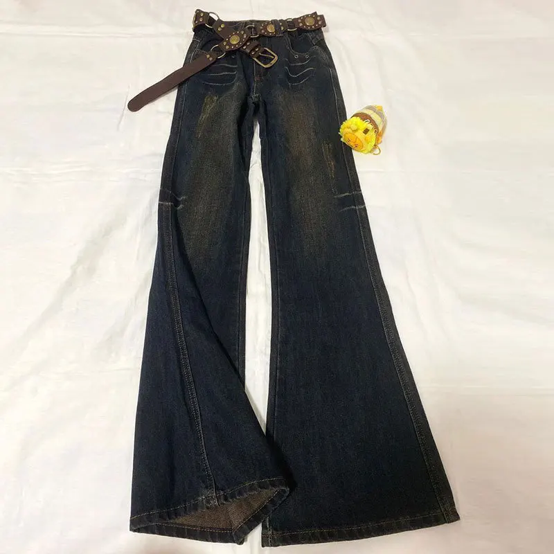 American High Street Low Waist Flared Jeans for Women 2025 Winter New Slim and Tall Fit Long Pants - Image 4