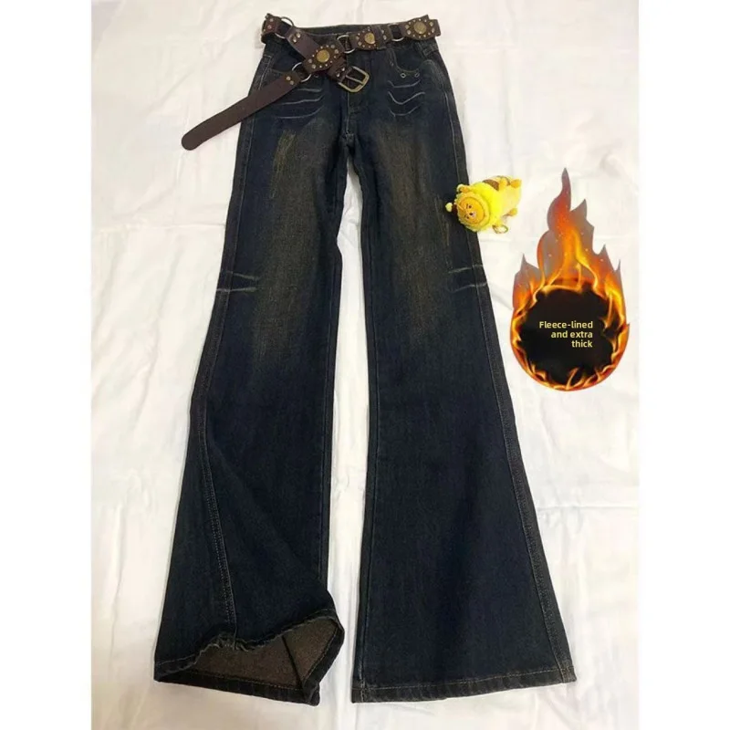 American High Street Low Waist Flared Jeans for Women 2025 Winter New Slim and Tall Fit Long Pants - Image 3