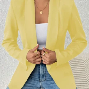 Solid Color Women's Shawl Collar Top Long Sleeve Fashion Coat Office Casual Blazer
